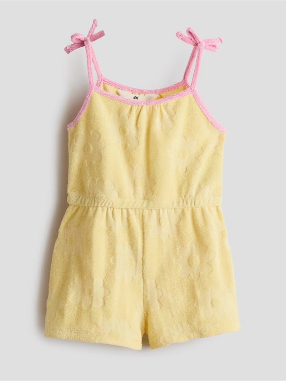NWT H&M Yellow Terry Romper with Pink Trim